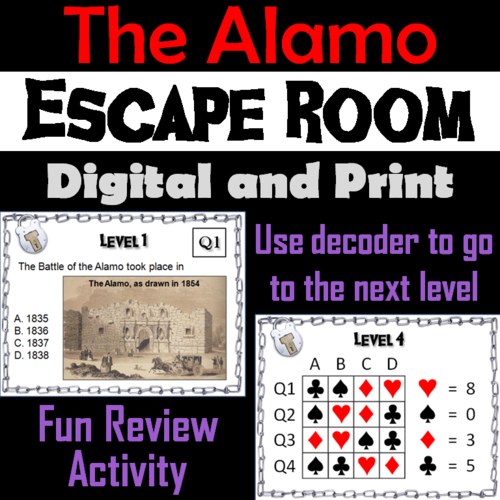 Battle of the Alamo Activity: Social Studies Escape Room (Texas Revolution Unit)