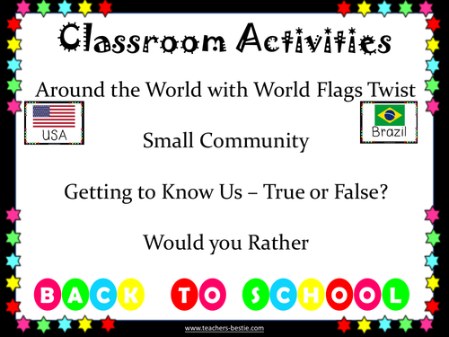 Activities for the whole class; Ideal for back to school, Ice breakers and Team building