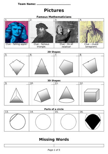 Mathematics Quiz | Teaching Resources