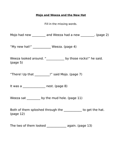 Big Cat Blue Comprehension Activities