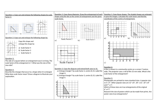 Enlargement worksheets