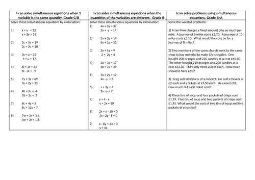 Simultaneous Equations Lesson