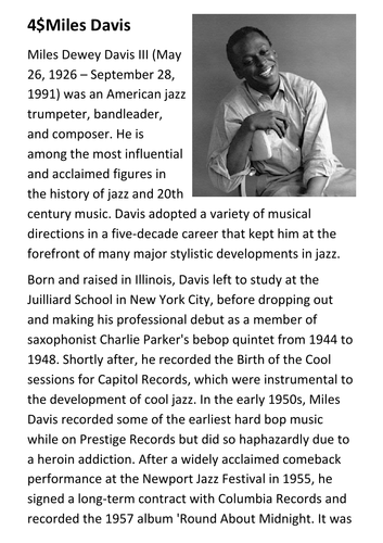 Miles Davis Handout