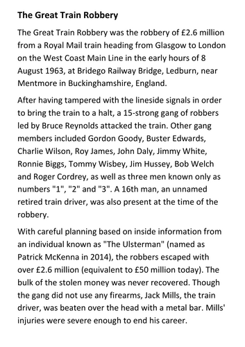 The Great Train Robbery 1963 Handout