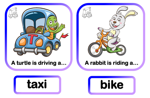 Transport and animals.  Matching game.