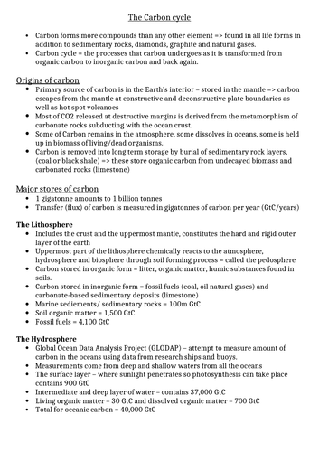A-level Geography - The Carbon Cycle