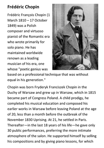 Frédéric François Chopin Handout