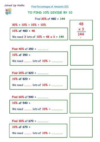 Finding Percentages of Amounts 10%