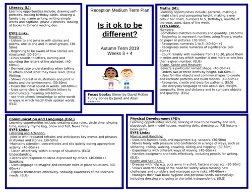 Reception Medium Term Plan - All About Me!