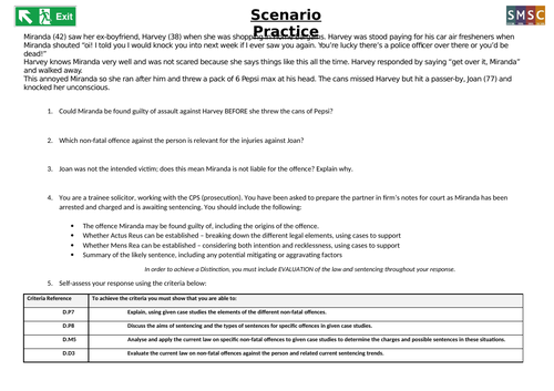 Starter, plenar or activity for BTEC Applied Law Negligence Practice scenario