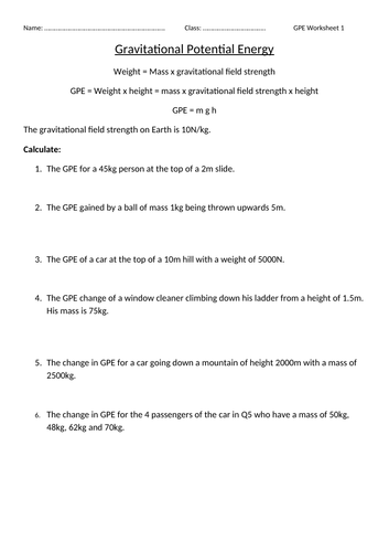 GCSE Gravitational Potential Energy (GPE) - AQA P1 Higher Tier