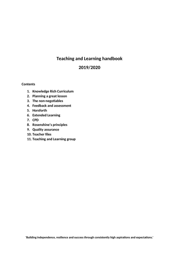 Teaching and Learning handbook