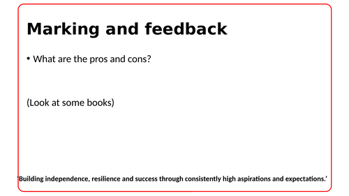Marking and feedback presentation