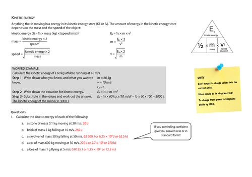 Kinetic energy calculations