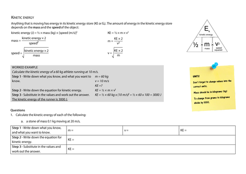 Kinetic energy calculations with support