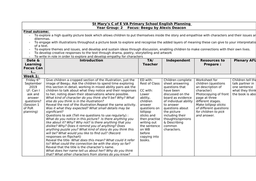 Beegu Year 2 Planning