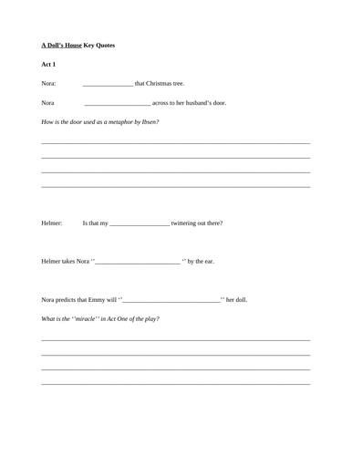 AQA ''A Doll's House'' Resources