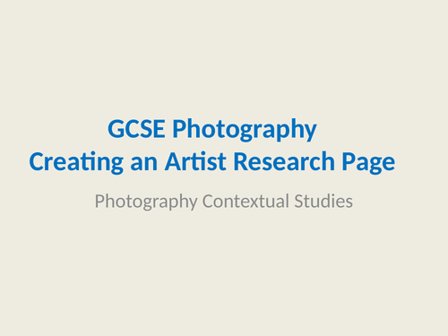GCSE Photography - Artist Photography