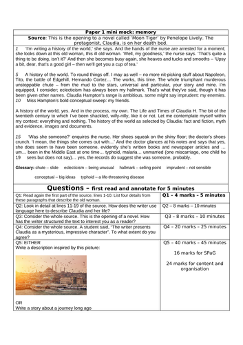 NEW GCSE AQA English Lang Paper 1 Mini Mocks