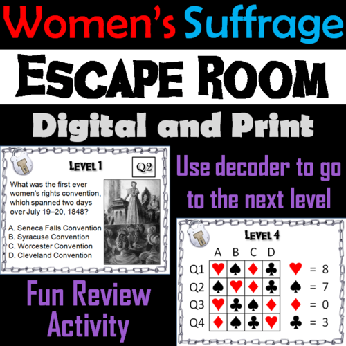 Women's Suffrage Activity: Escape Room Social Studies