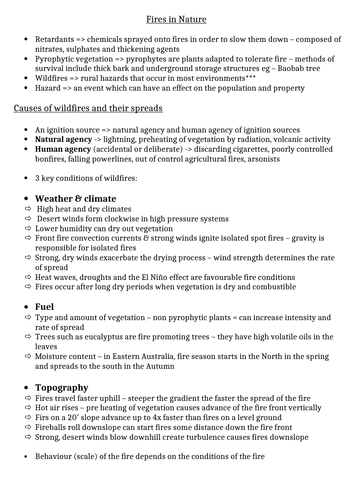 A-Level Geography -fires in nature notes