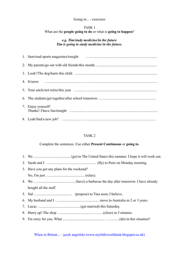going topresent continuous worksheet with answers