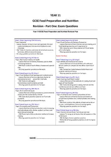 AQA GCSE Food Topic Based Long Question Practice Booklet