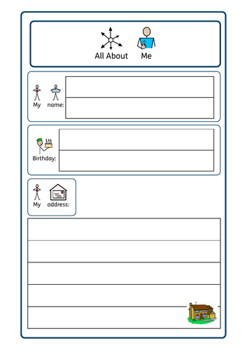 ASD / SEN All About Me Factfile, new class, transition, get to know you activity