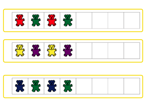 EYFS / KS1 / SEN Teddy bear pattern strips, pattern activity