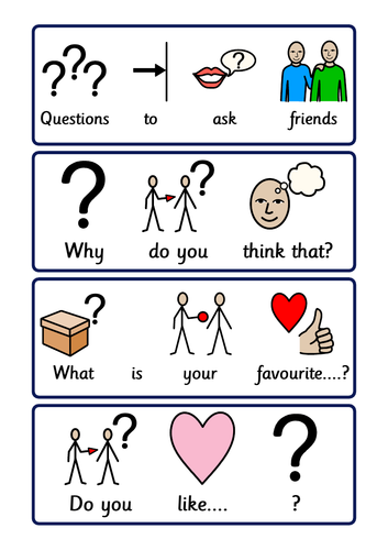 Social interaction prompts and tips for Autism and speech and language difficulties.