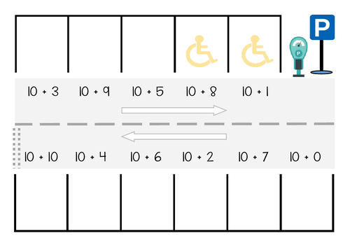 SEN / KS1 Adding single digits to 10, doubling single numbers, car themed activity.