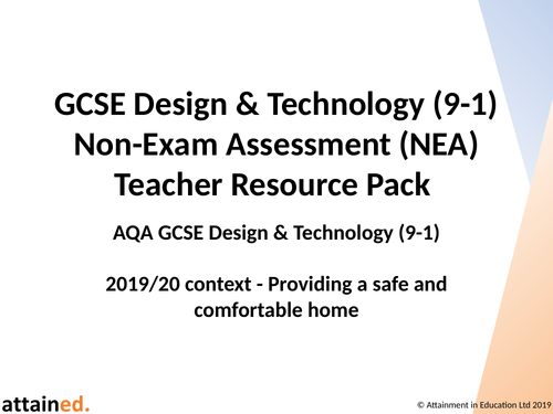 GCSE D&T NEA Teacher Resource Pack (AQA Context - Providing a Safe and Comfortable Home)