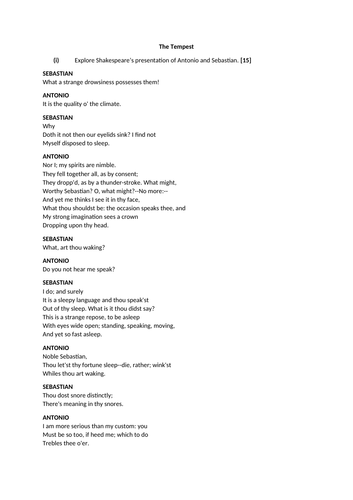 The Tempest - Full Mark A* Essay on Power