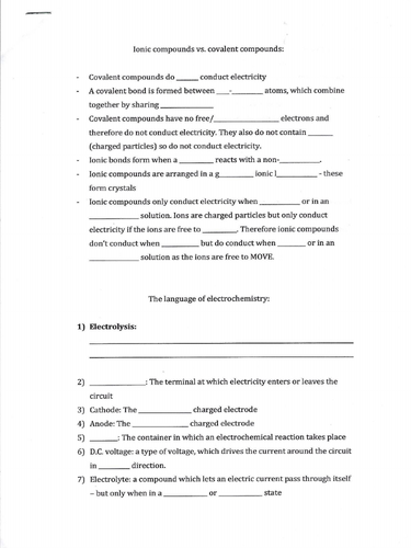 Electrolysis booklet - iGCSE Edexcel 2017 onwards specification