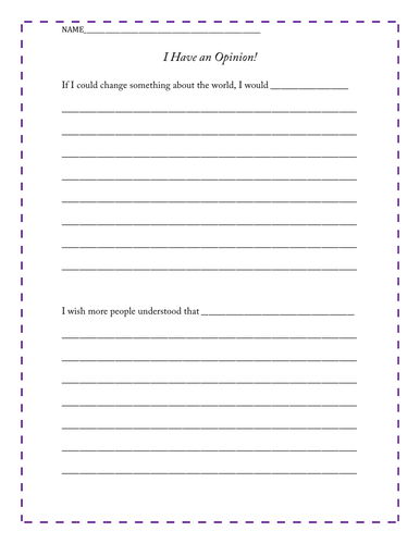 Opinion Writing / Getting to Know You Exercise