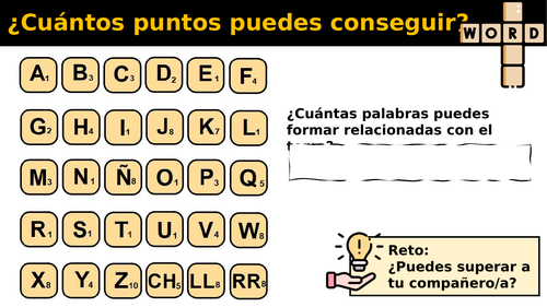 Spanish Scrabble for starter or plenary