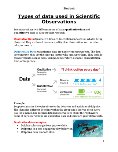 Scientific Observations Qualitative Vs Quantitative Data Teaching Resources