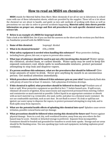 How to read Material Safety Data Sheet (MSDS)