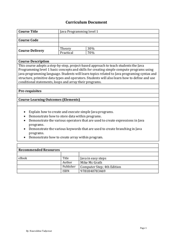 Curriculum Java Programming Level 1