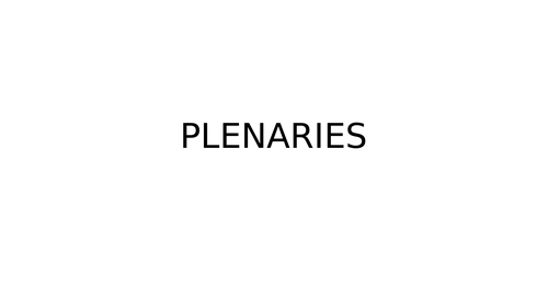 Plenary activities used in Science class