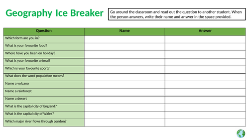 Geography Ice Breaker