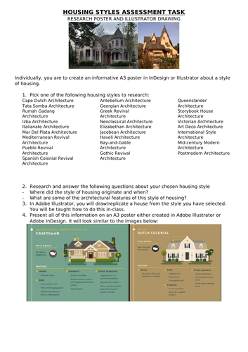 Housing Styles assessment task and presentation