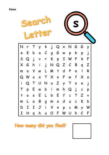 Alphabet Letter Search "s" or "S" / I spy Alphabet Letter "s" or "S"