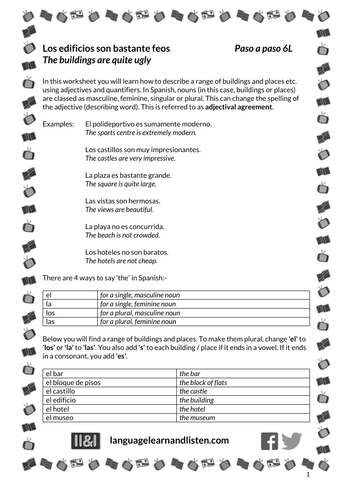 Spanish - Describing buildings, adjectival agreements - Los edificios son bastante feos