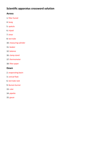 Scientific apparatus crossword