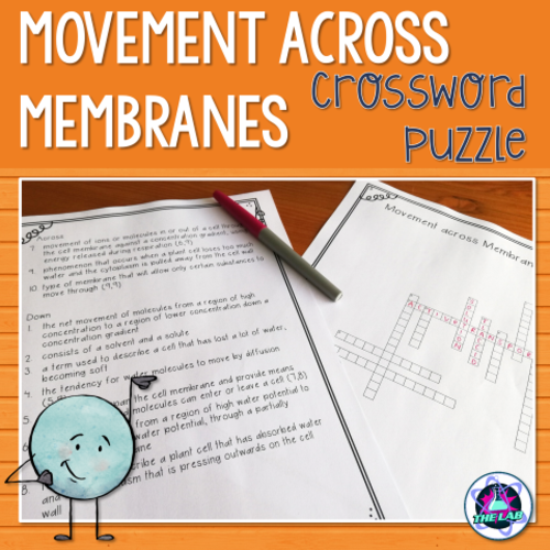 Diffusion, Osmosis & Active Transport Crossword Puzzle