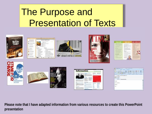 'Texts: Their Presentation and Purpose' & 'Language, Tone & Register' PPs