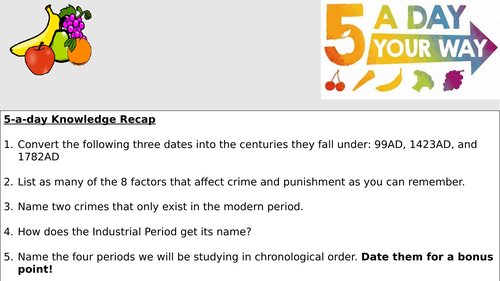 Template for a 5 a day quiz