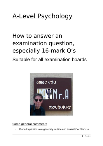 A-Level Psychology. How to write an examination answer (most suitable for AQA)
