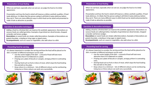 Year 9 GCSE Food Preparation & Nutrition Practical Skills S1 lesson 9 Presentation  & Food Styling